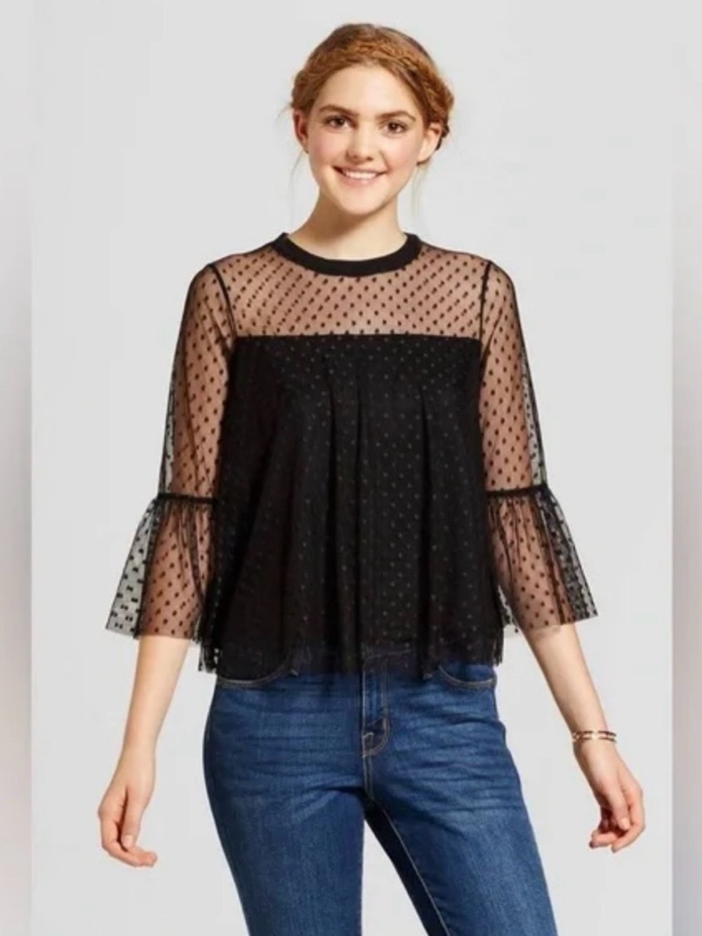 Elegant Black Sheer Women's Top
